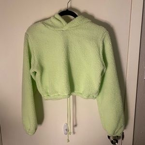 Wild Fable Cropped Fuzzy Lime Green Swearshirt